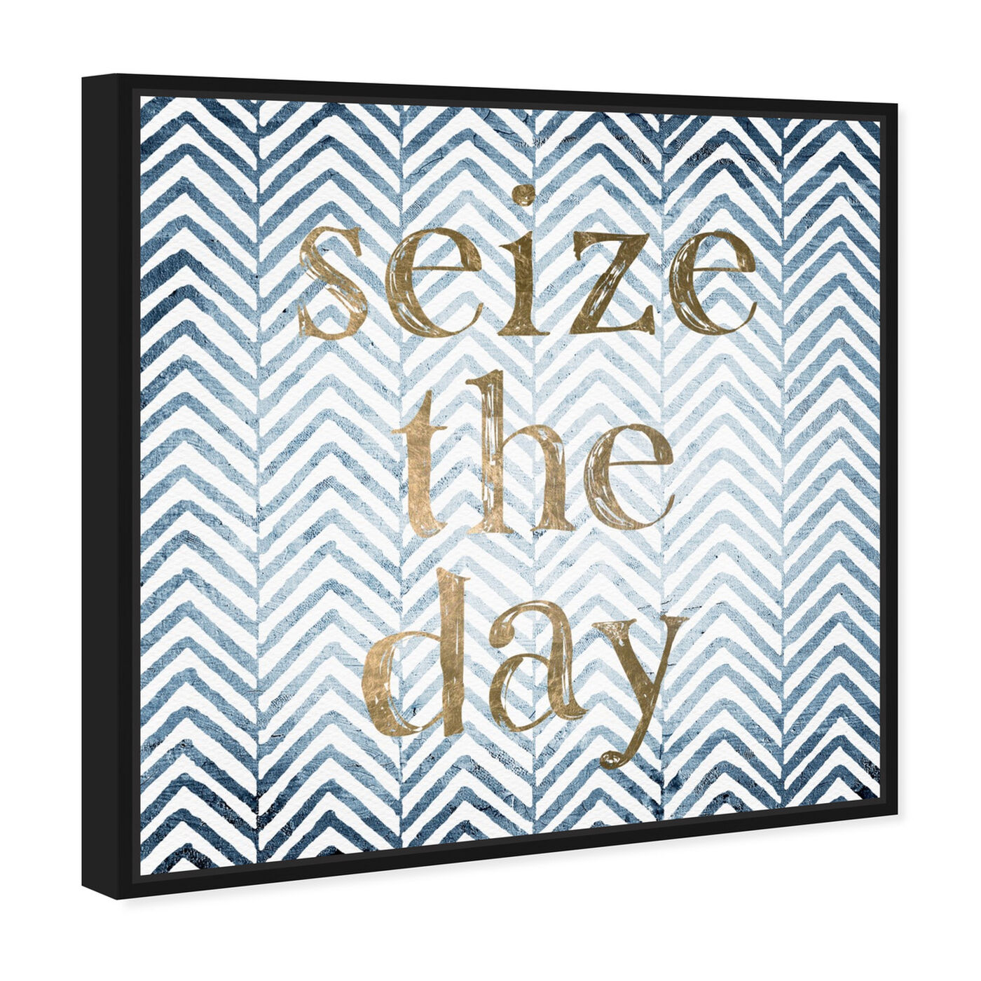 Angled view of Seize the Day Blue featuring typography and quotes and motivational quotes and sayings art.