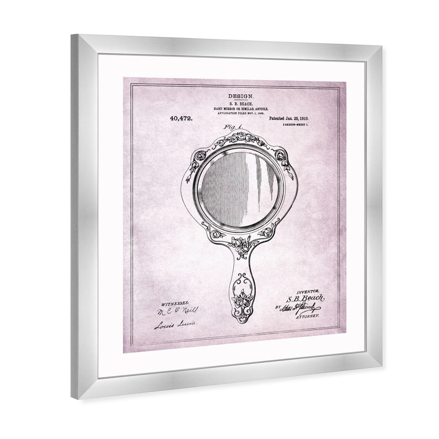 Angled view of Hand Mirror 1910 I featuring fashion and glam and essentials art.