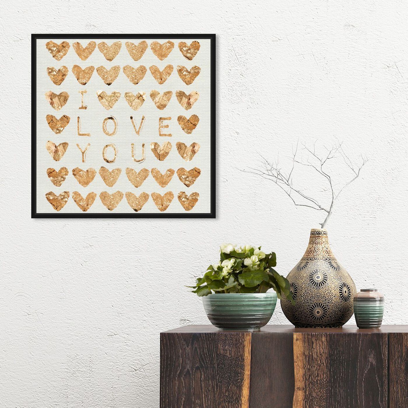 Hanging view of I Love You Gold featuring fashion and glam and hearts art.
