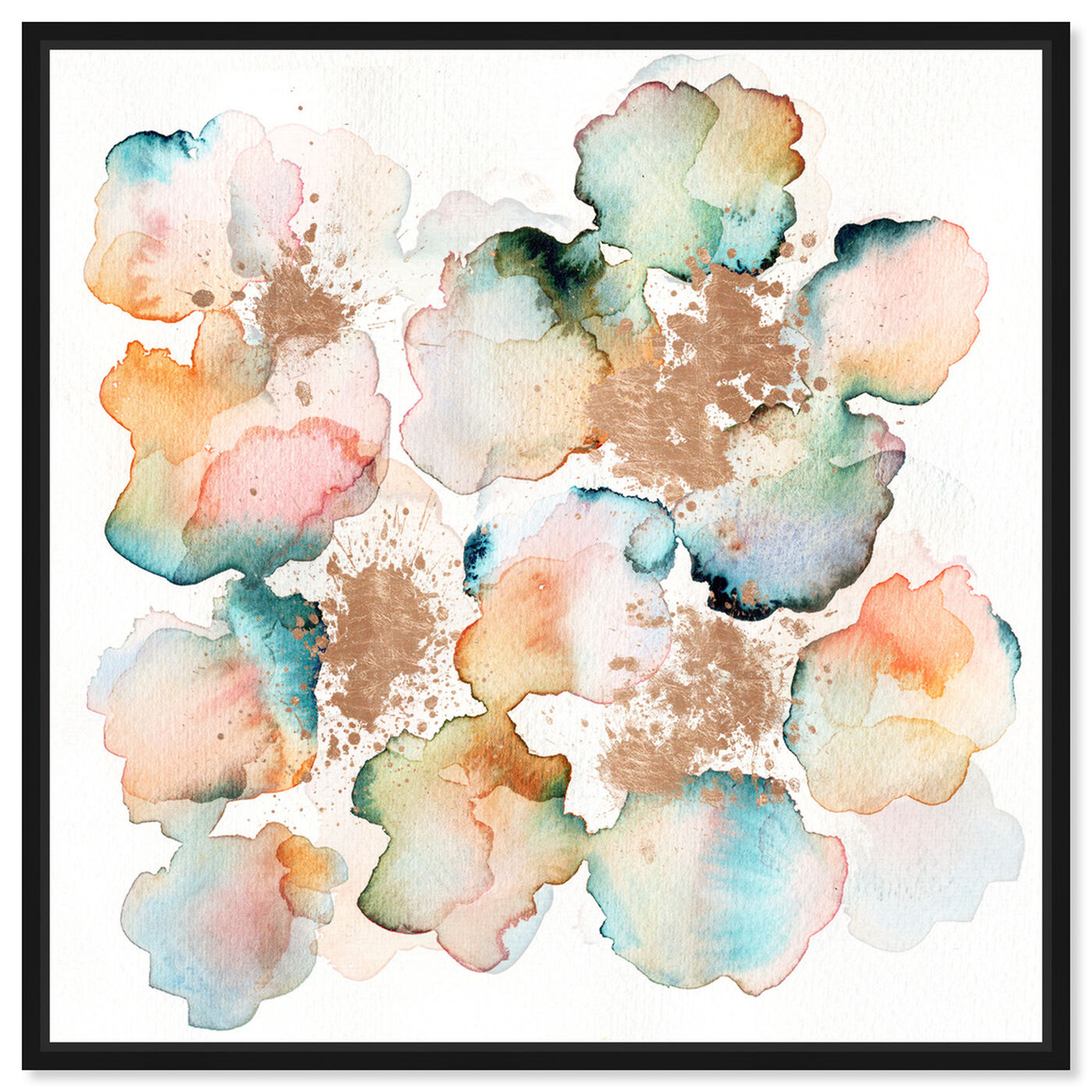 Front view of Rose Gold Garden featuring abstract and watercolor art.