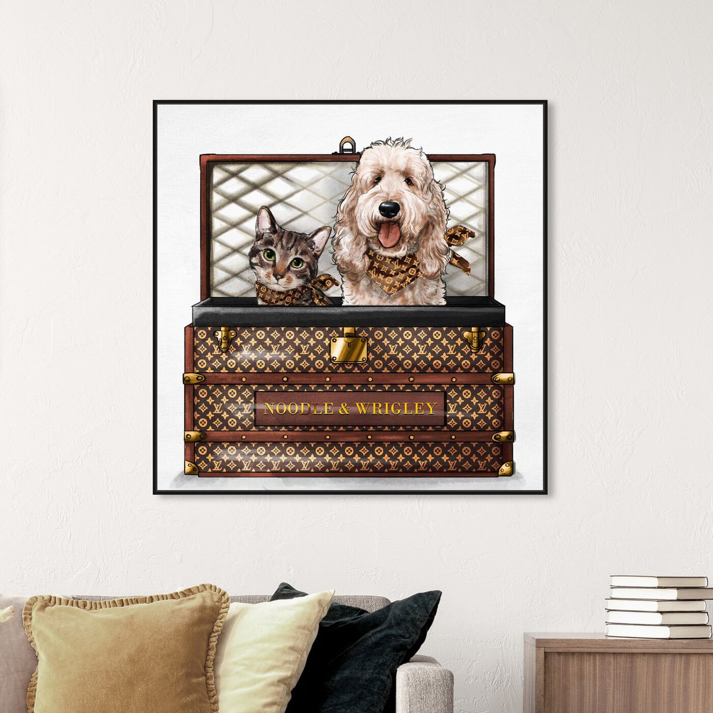 Hanging view of Luxury Trunk Duo featuring fashion and glam and travel essentials art.