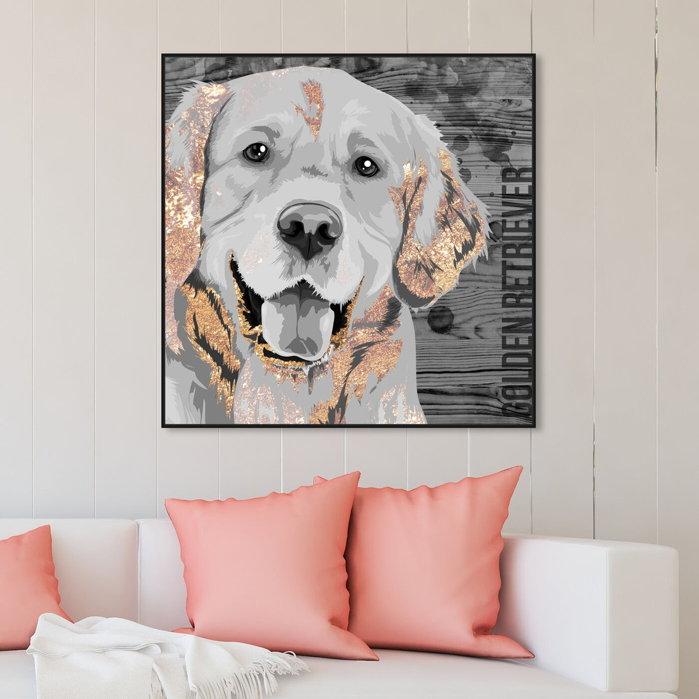 Hanging view of Love Golden Retriever featuring animals and dogs and puppies art.