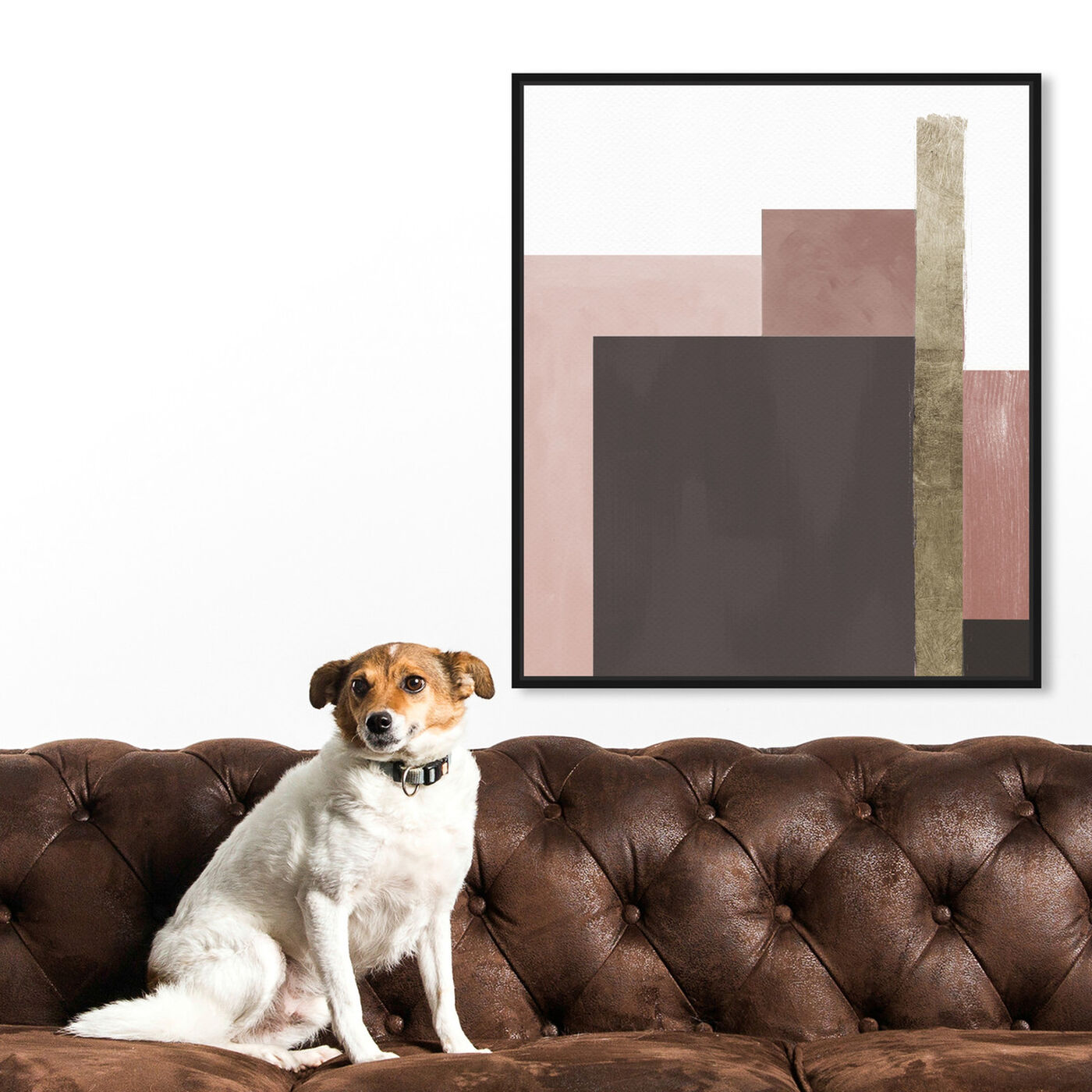 Hanging view of Me Boheme Neutral Champagne featuring abstract and geometric art.
