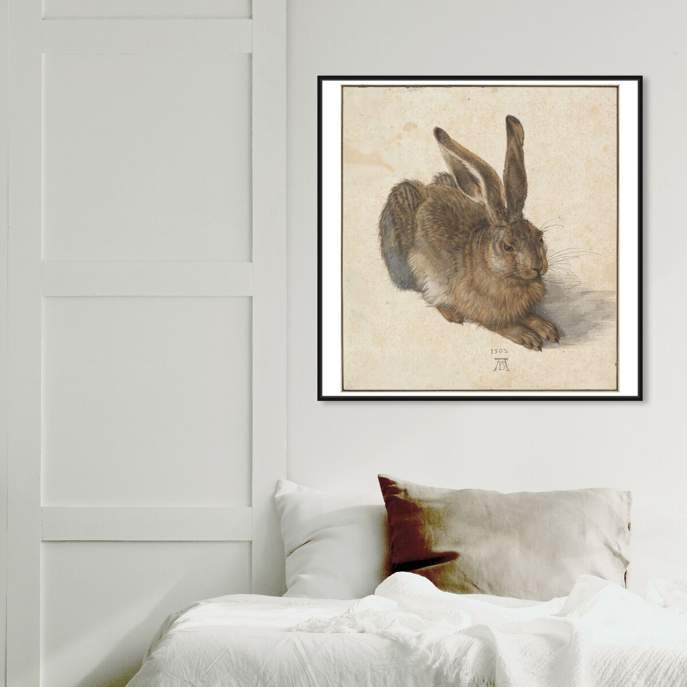 Hanging view of Durer - Hare featuring animals and farm animals art.