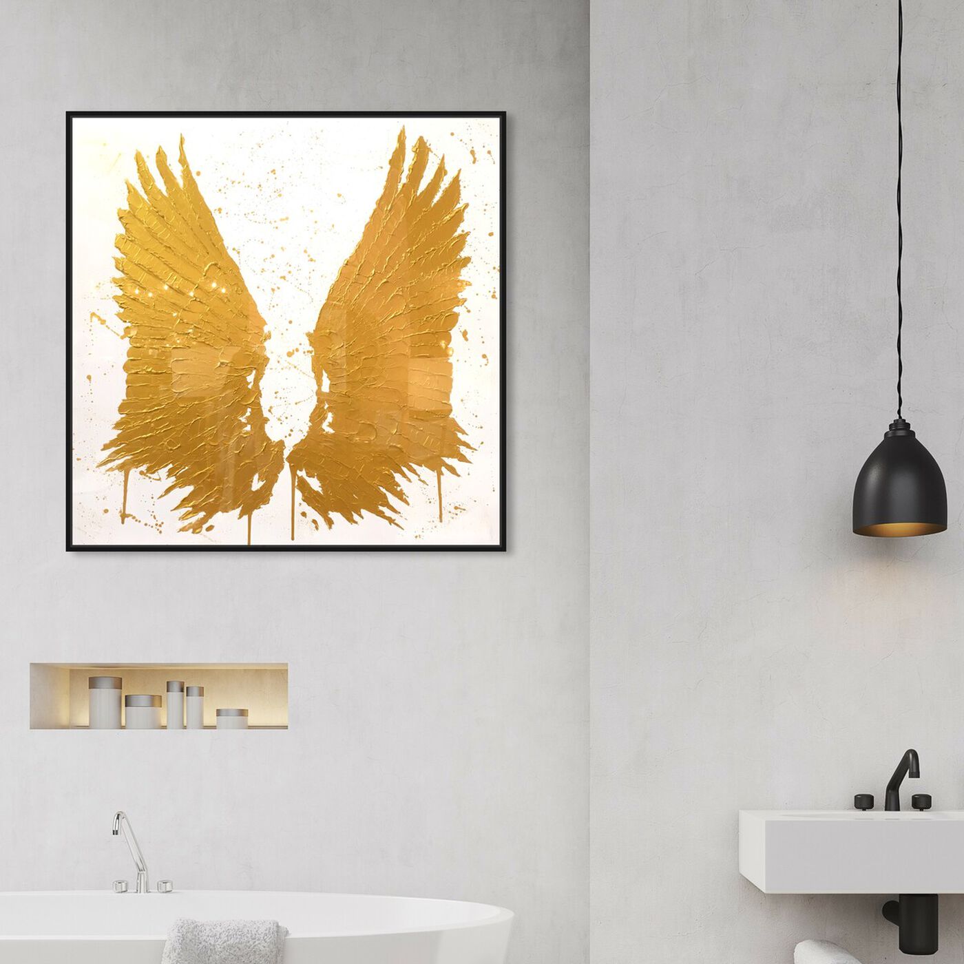 Hanging view of Golden Painted Wings featuring fashion and glam and wings art.