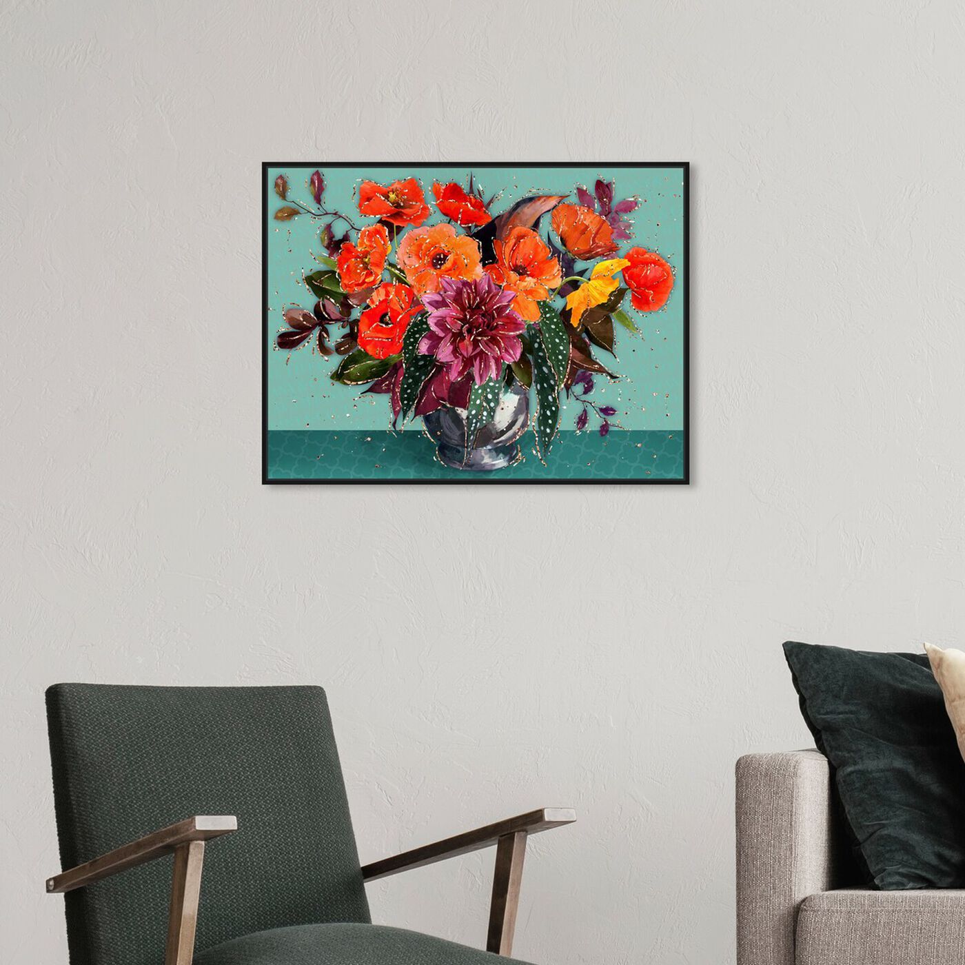 Hanging view of A Newyorkian Bouquet featuring floral and botanical and florals art.