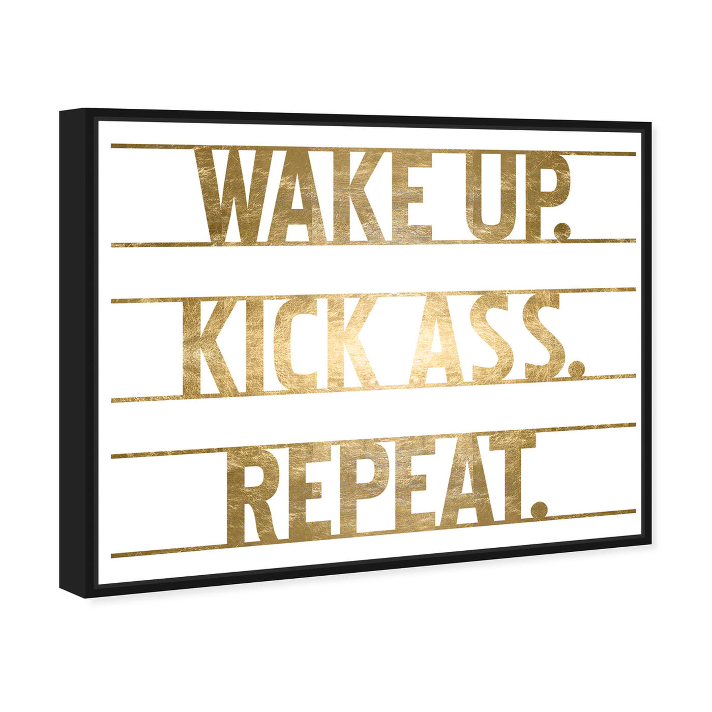 Angled view of Kick Ass! Gold Foil featuring typography and quotes and motivational quotes and sayings art.