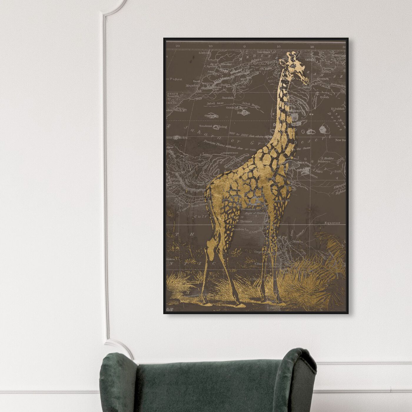 Hanging view of Giraffe Sahara featuring animals and zoo and wild animals art.