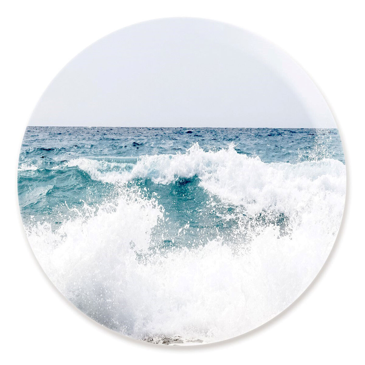 Front view of Splashing Waves Round featuring nautical and coastal and coastal landscapes art.