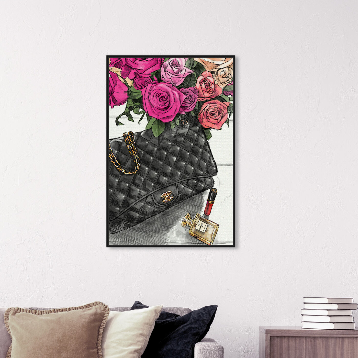 Hanging view of Fashionista's Favorites featuring fashion and glam and handbags art.