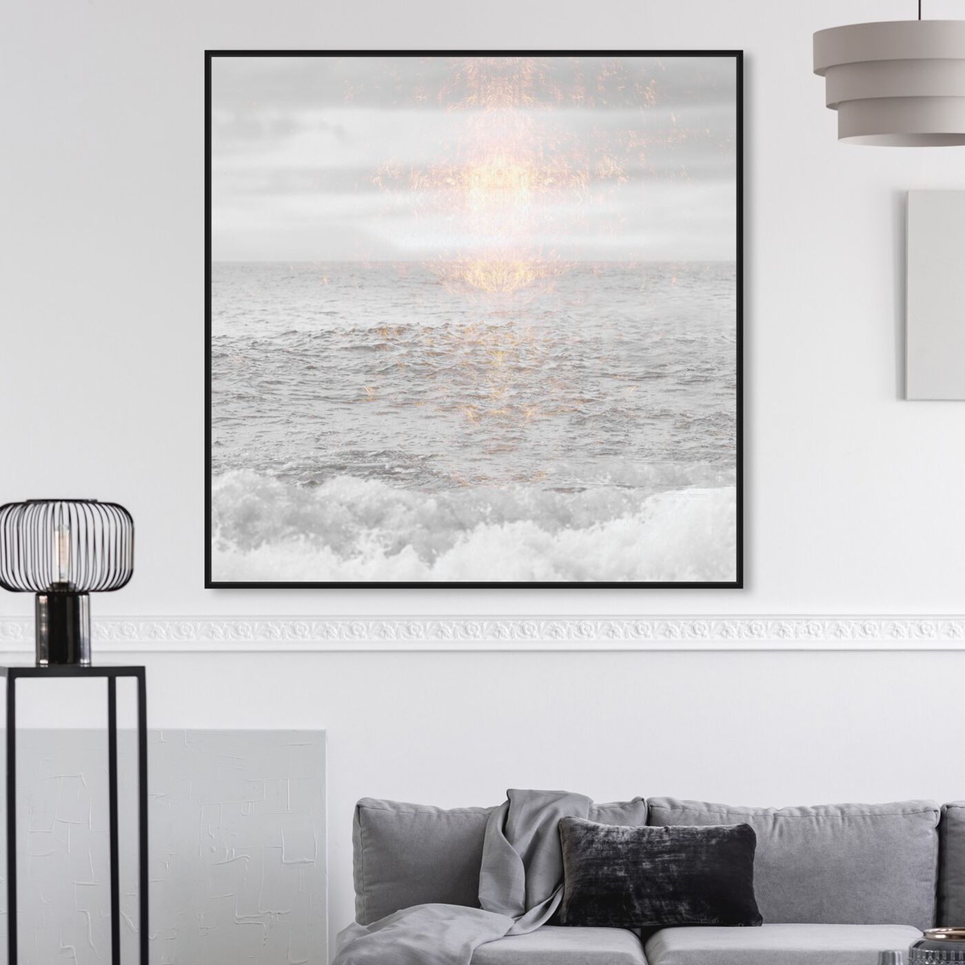 Hanging view of Grey Sea featuring nautical and coastal and coastal landscapes art.