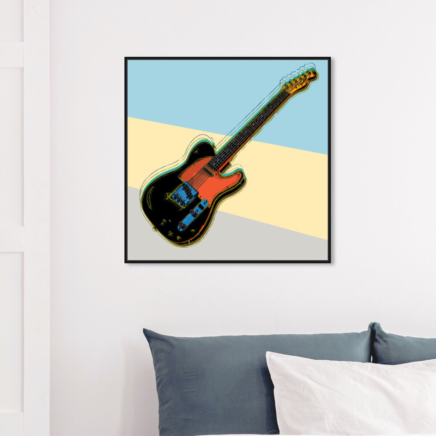 Hanging view of Telecaster Visions featuring music and dance and music instruments art.