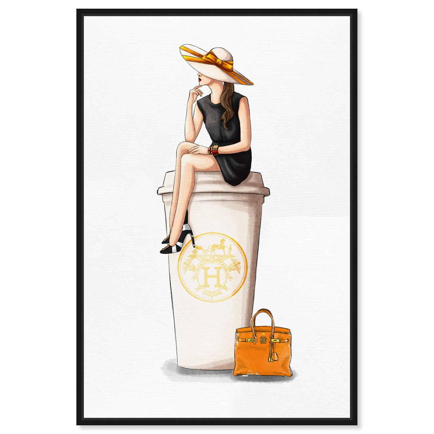 Front view of Cafe au Lait Orange 24x36 featuring drinks and spirits and coffee art.