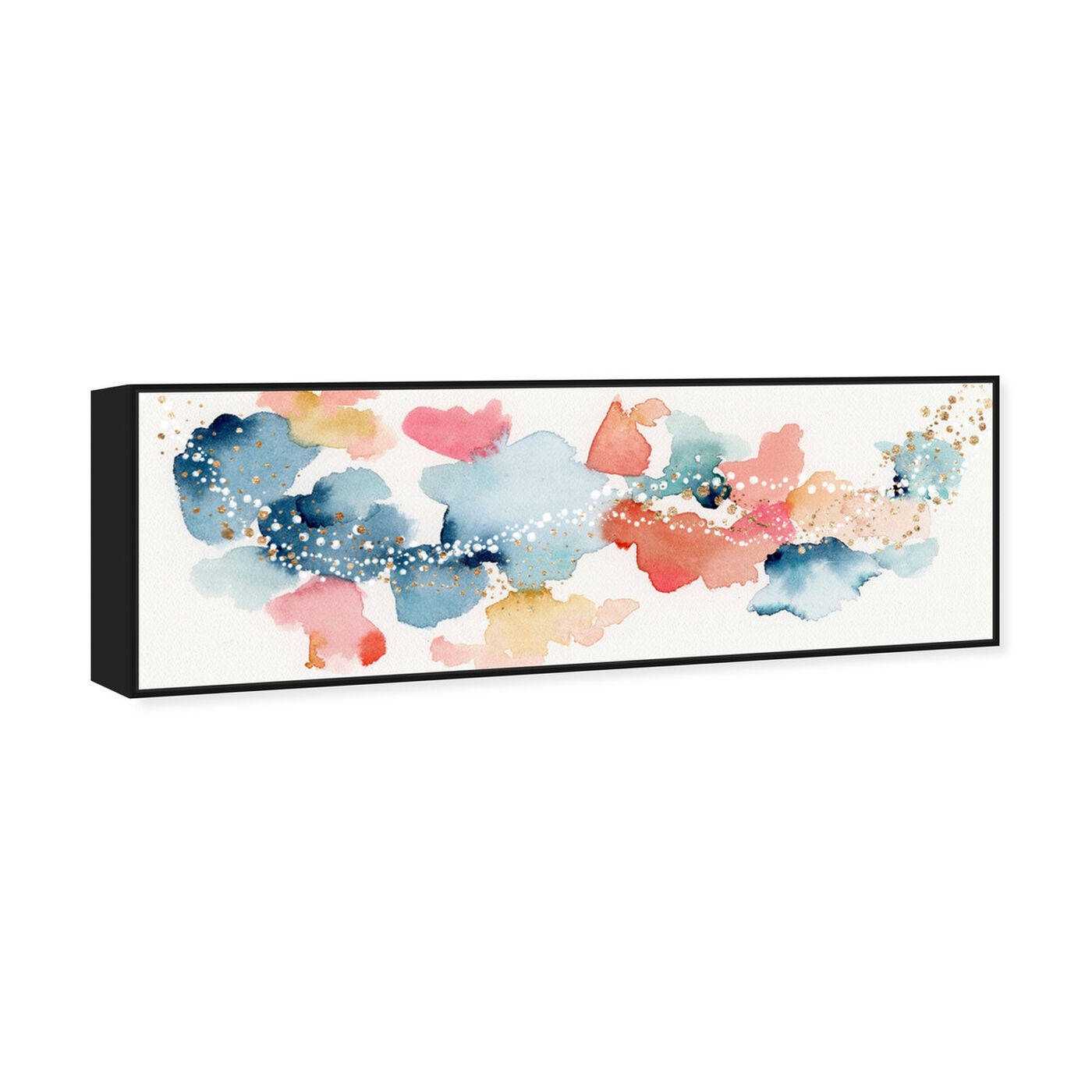 Angled view of The Beautiful Sky featuring abstract and watercolor art.