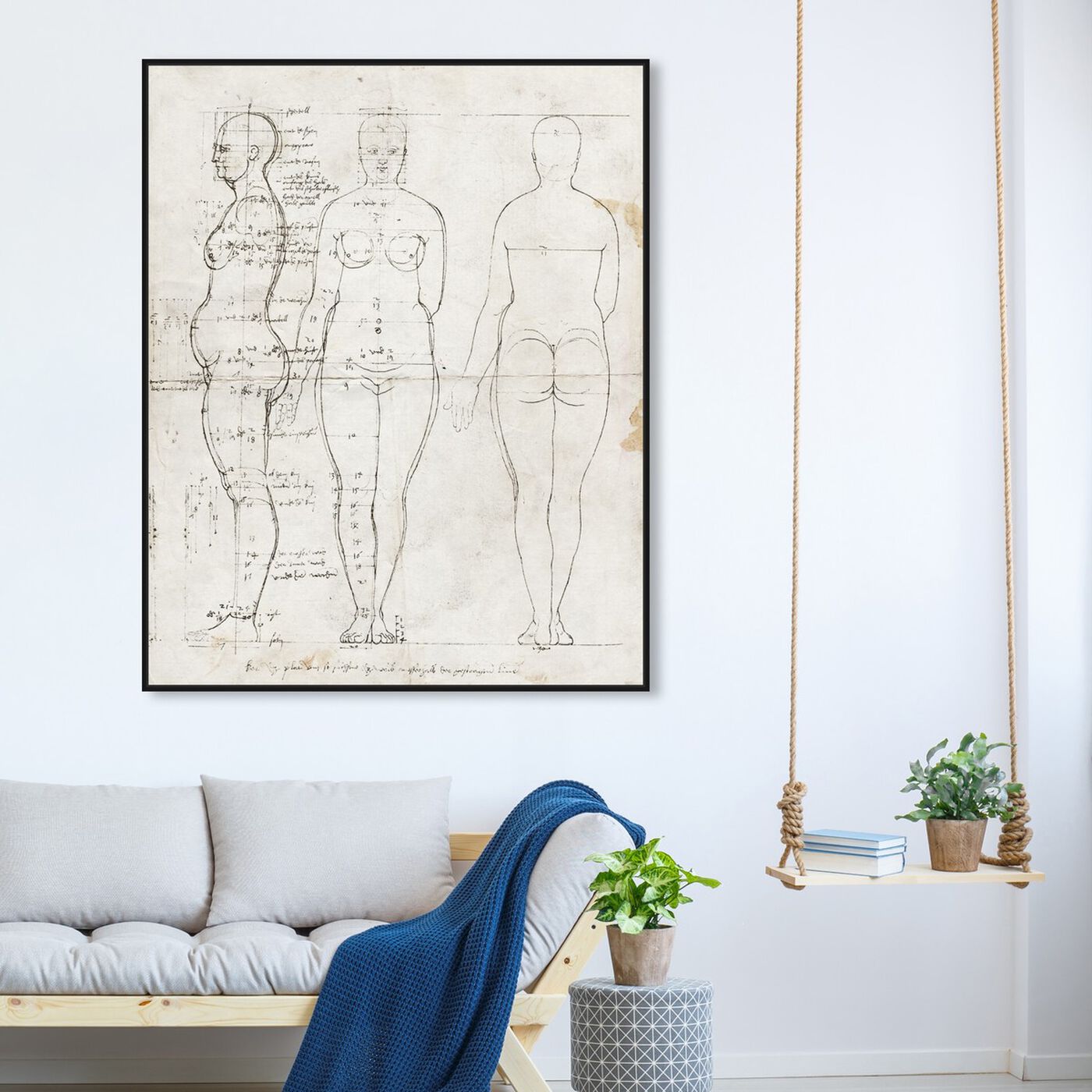 Hanging view of Dürer Anatomical Engraving 1513 II featuring people and portraits and silhouettes art.