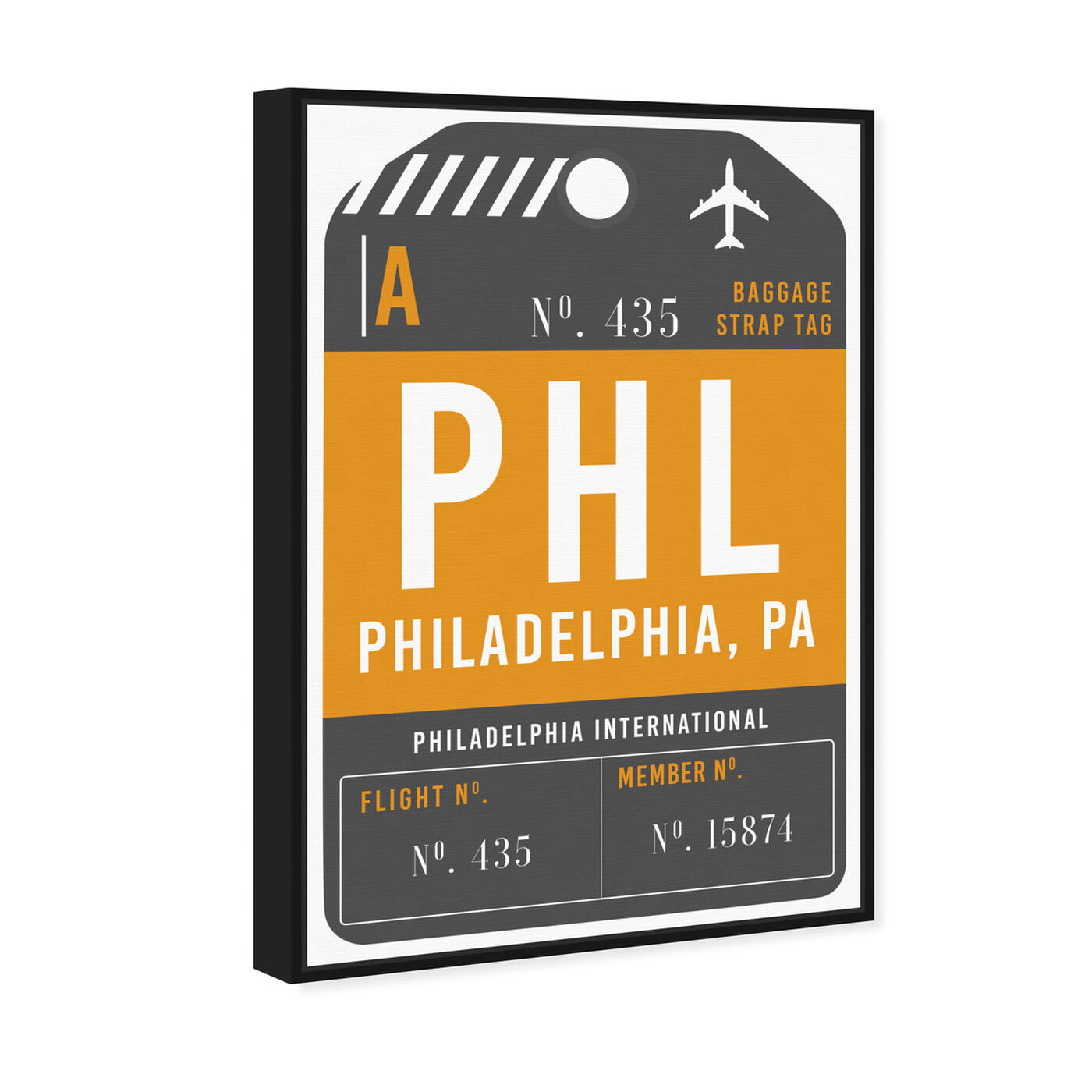 Angled view of Philadelphia Luggage Tag featuring cities and skylines and united states cities art.