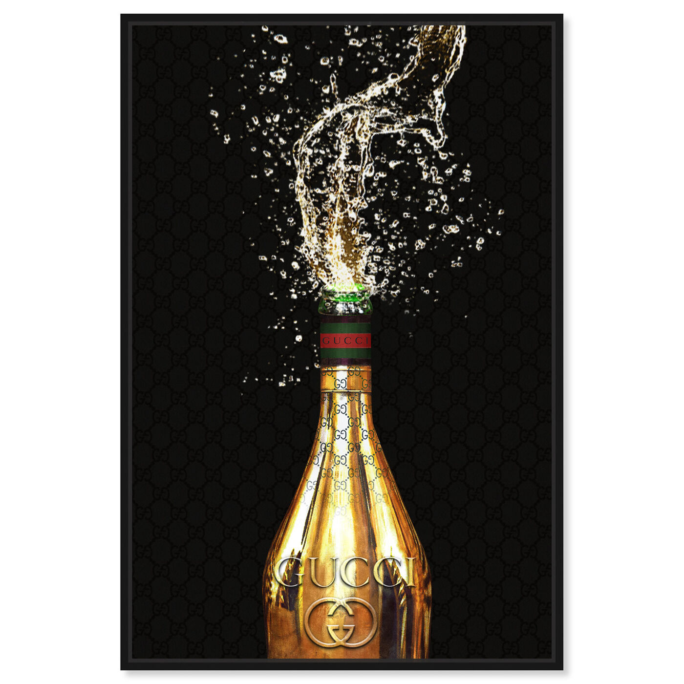Front view of Italian Champagne featuring drinks and spirits and champagne art.