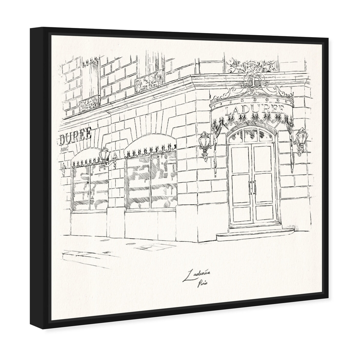 Angled view of Laduree Champs Elysees featuring cities and skylines and european cities art.