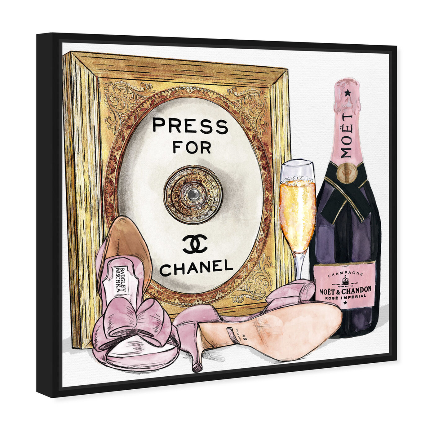 Angled view of Champagne Cocktail featuring fashion and glam and road signs art.