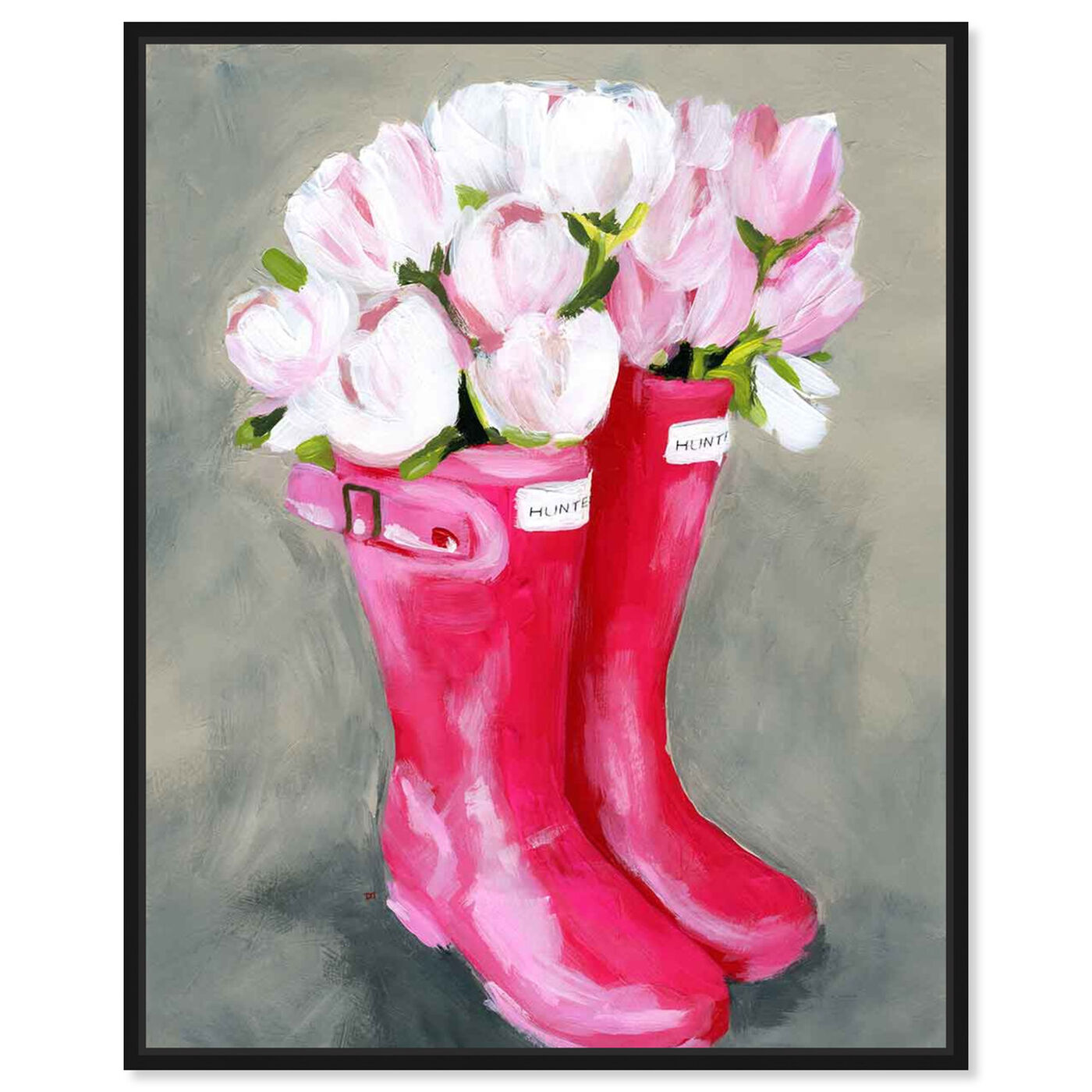 Front view of Tulips & Rainboots featuring floral and botanical and florals art.