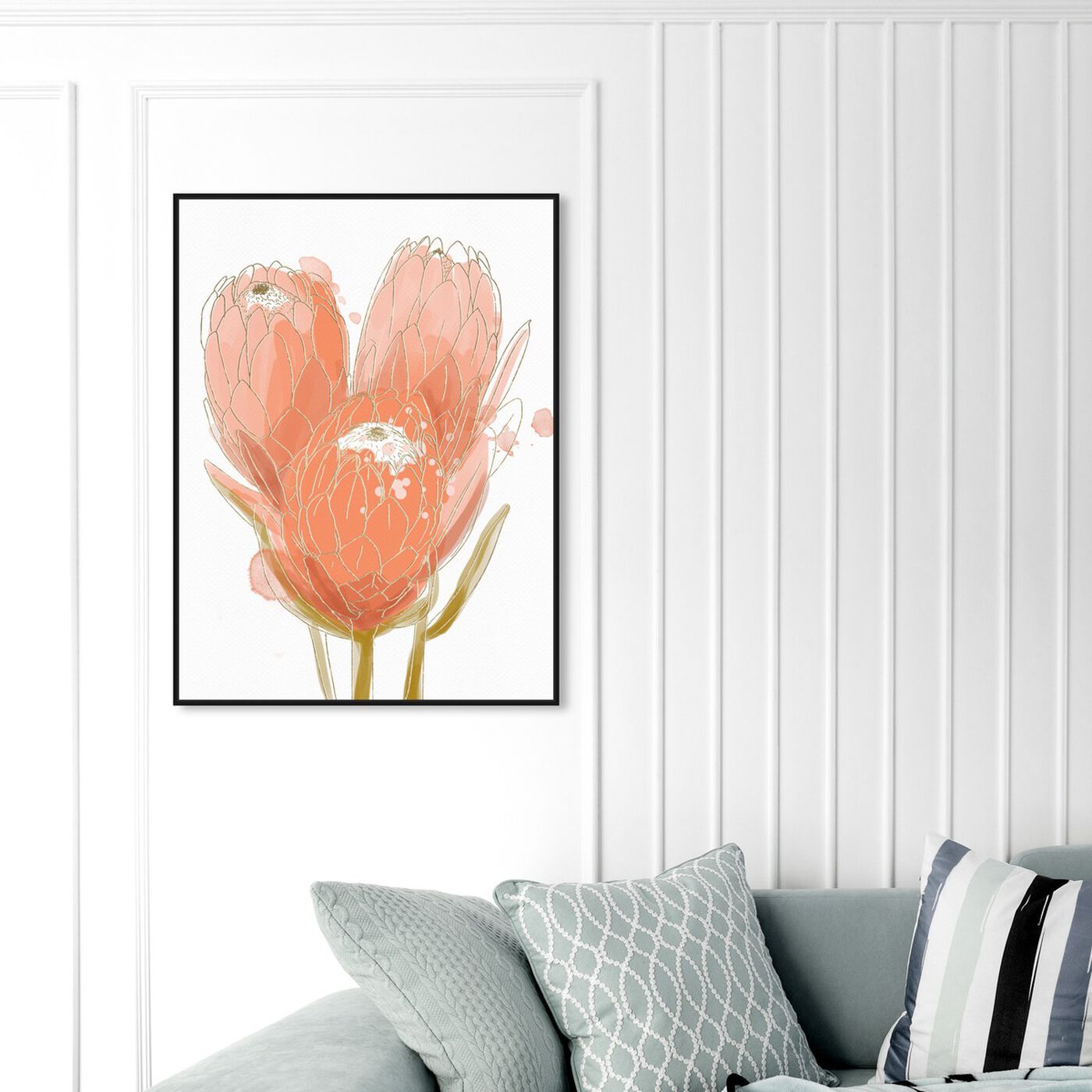 Hanging view of Protea Watercolor featuring floral and botanical and florals art.