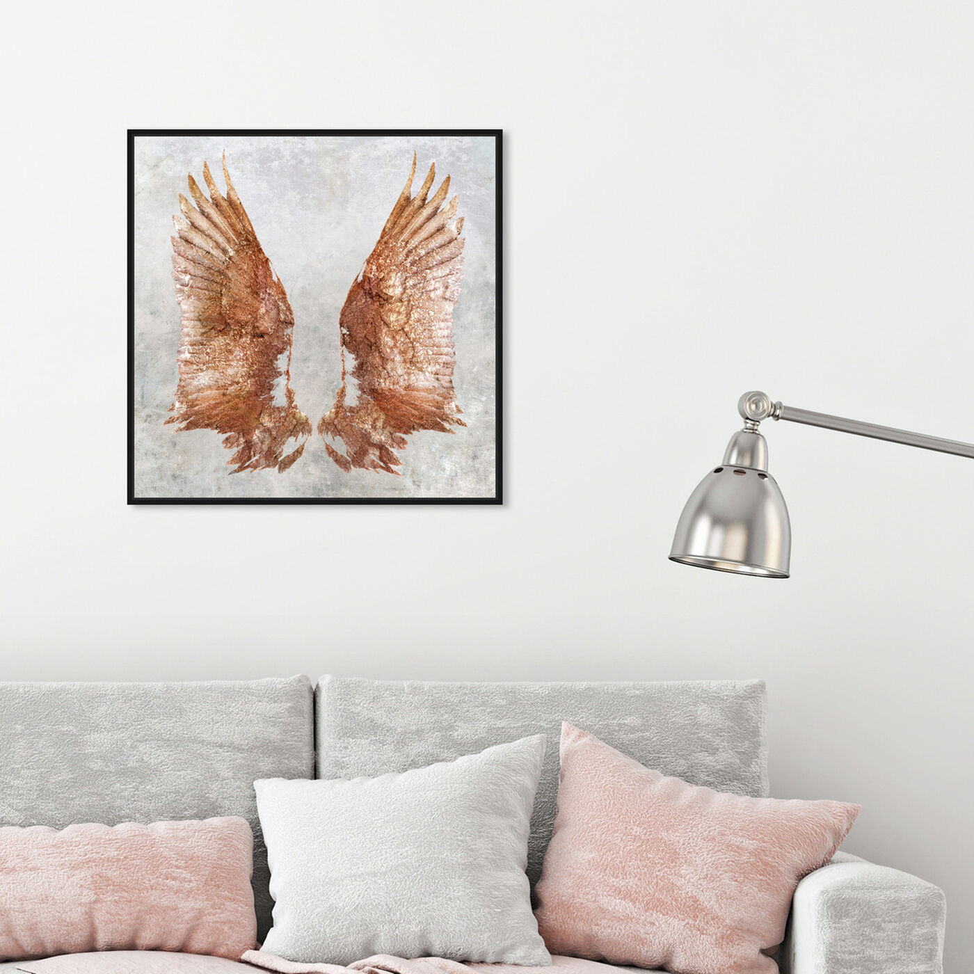 Hanging view of Rose Gold Wings featuring fashion and glam and wings art.