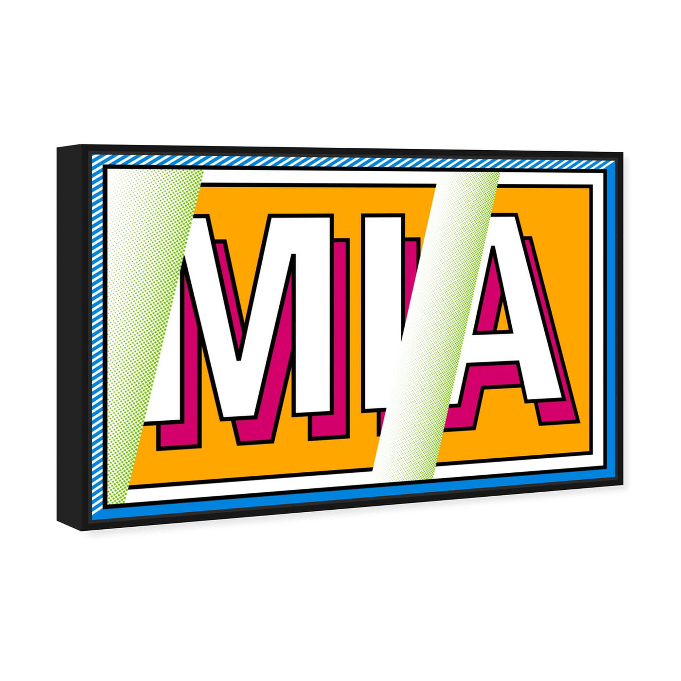 Angled view of M-I-A featuring advertising and comics art.