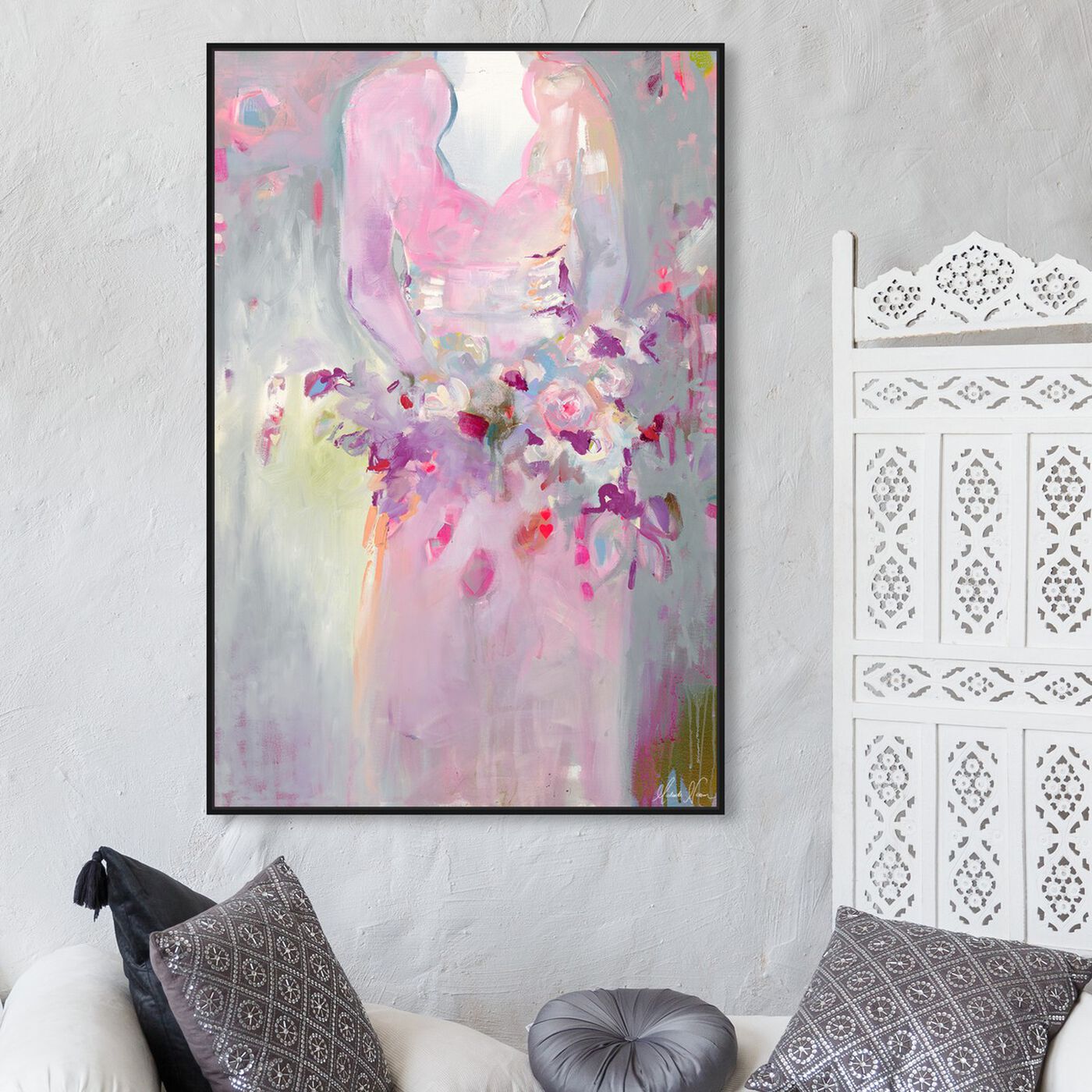 Hanging view of Marry Me by Michaela Nessim Canvas Art featuring floral and botanical and florals art.