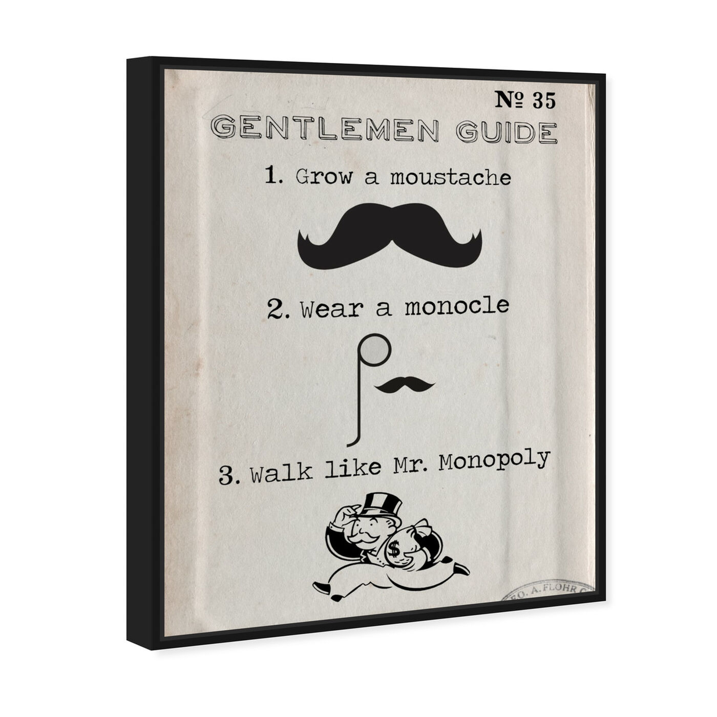 Angled view of Gentlemen Guide featuring typography and quotes and funny quotes and sayings art.