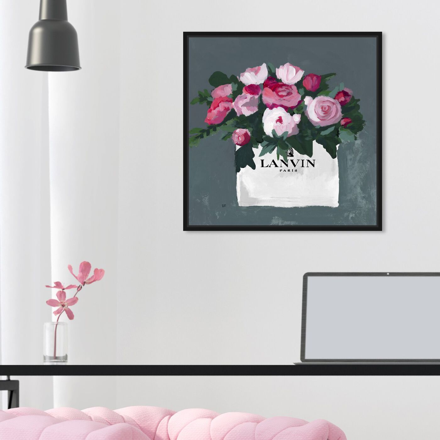 Hanging view of Pink and White featuring floral and botanical and florals art.
