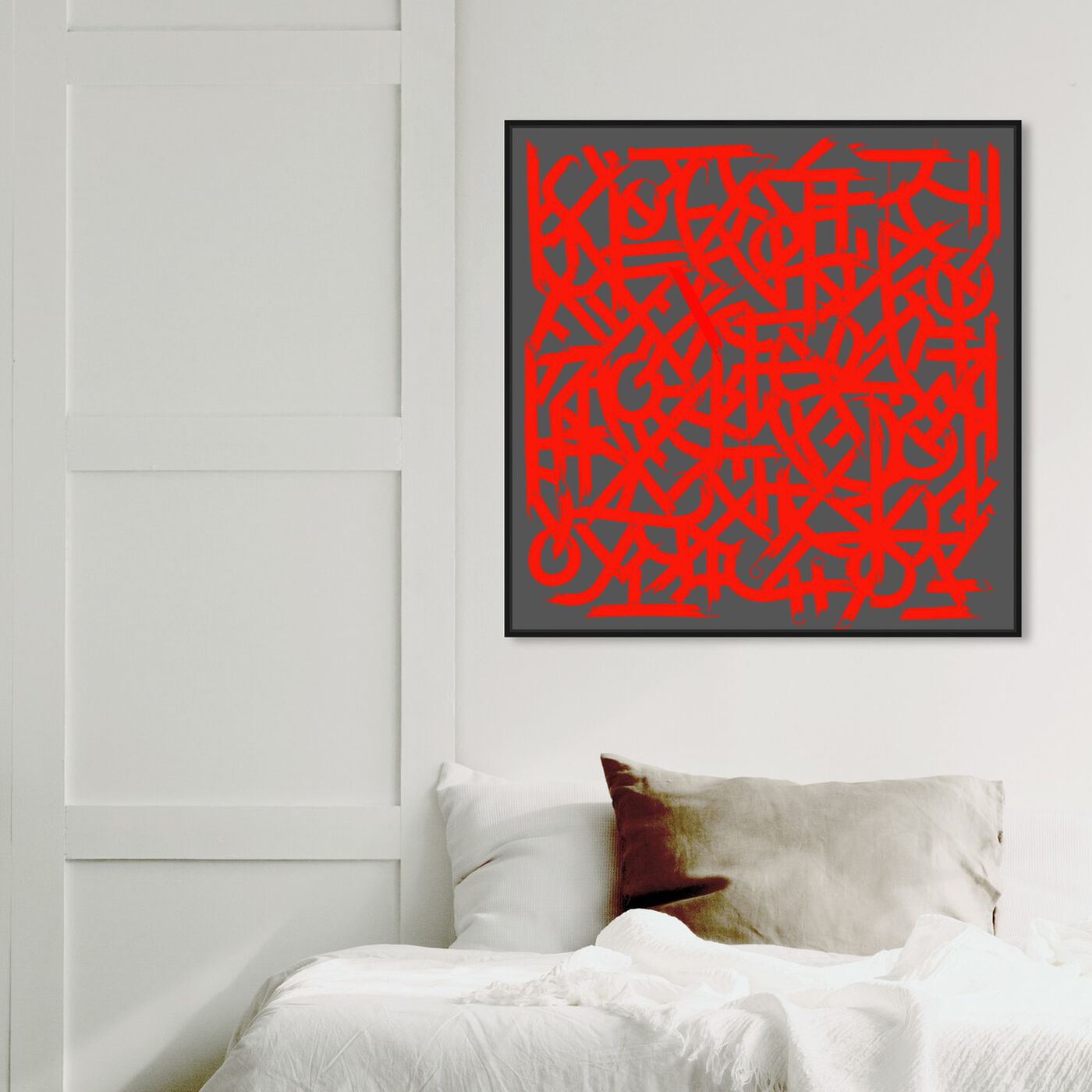 Hanging view of Matt Bentley Hoover - Red featuring abstract and patterns art.