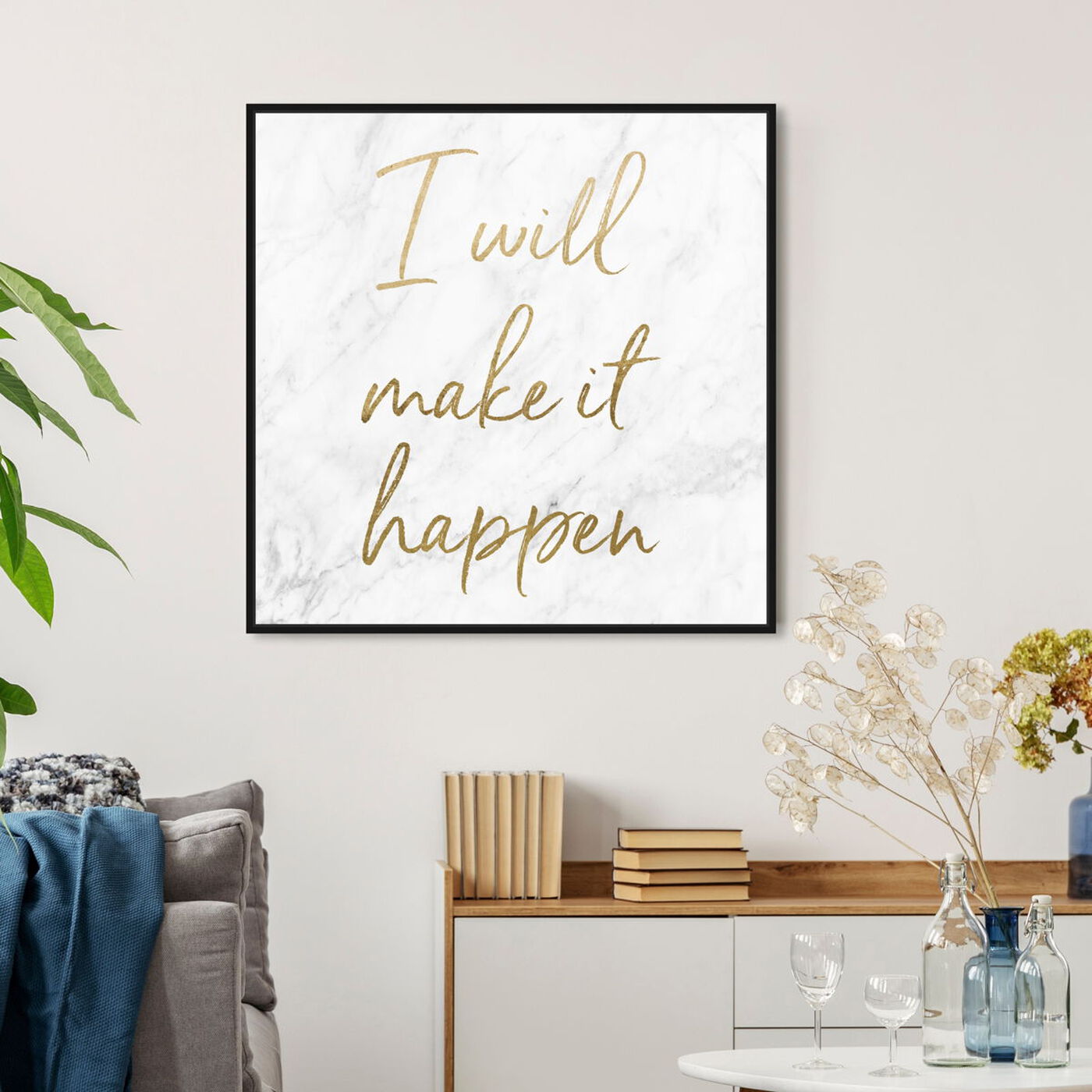 Hanging view of I Will Make It Happen featuring typography and quotes and motivational quotes and sayings art.