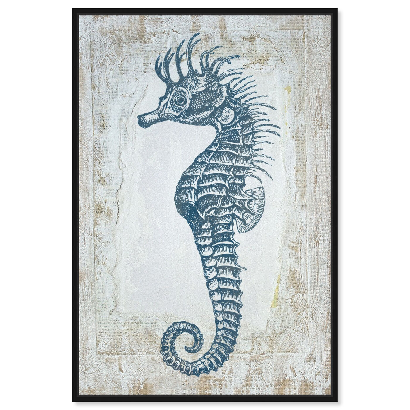 Front view of Sea Horse Blue featuring nautical and coastal and marine life art.