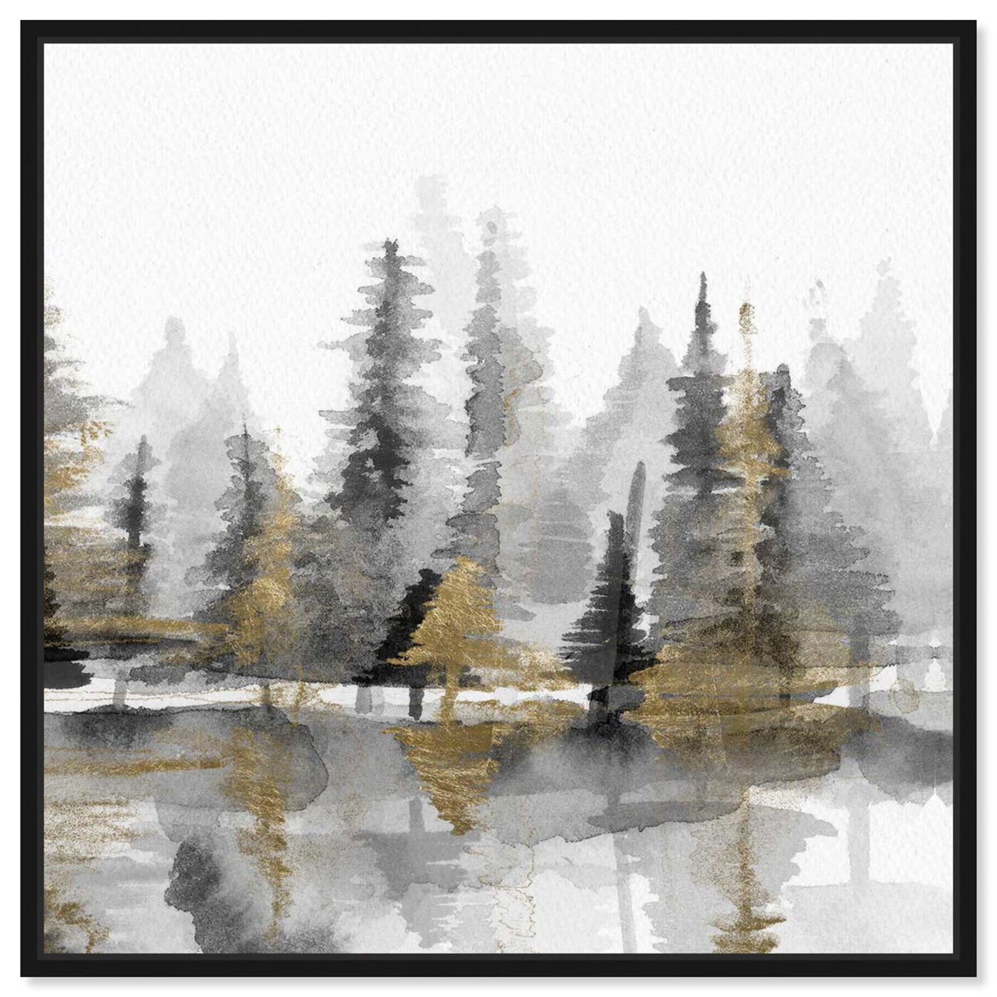 Front view of Golden Reflection III featuring nature and landscape and forest landscapes art.