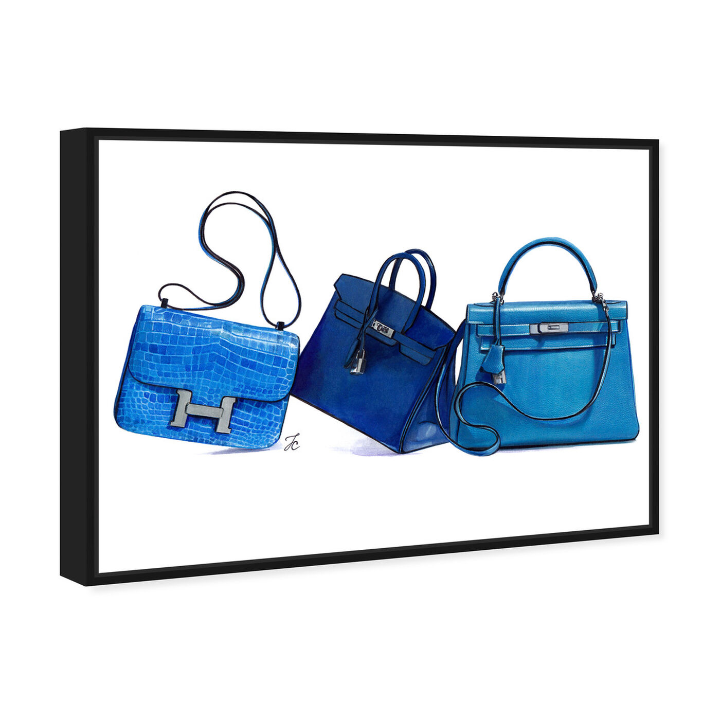 Angled view of Doll Memories - Blue Shades  I featuring fashion and glam and handbags art.
