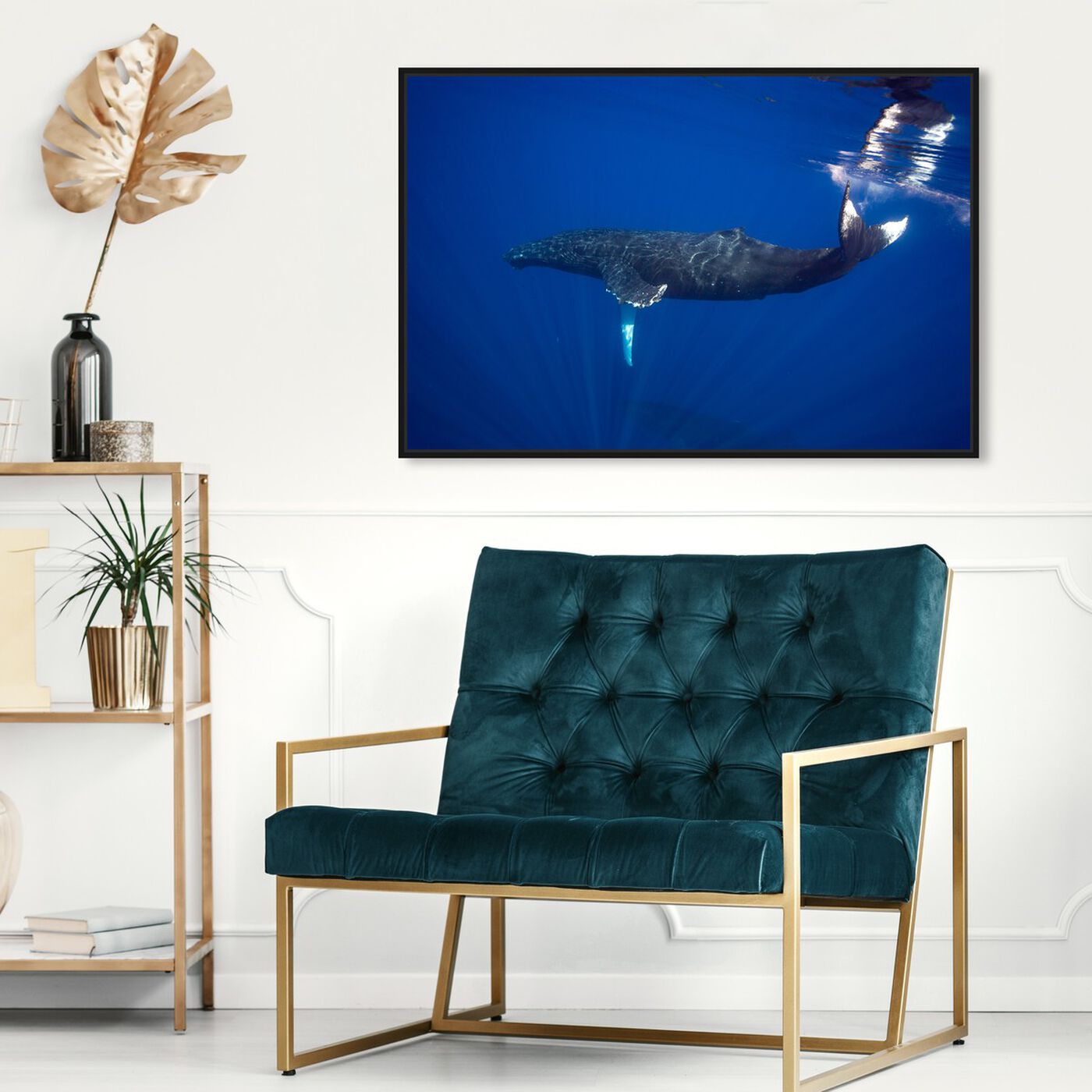Hanging view of Humpback Whale Near Surface by David Fleetham featuring nautical and coastal and marine life art.
