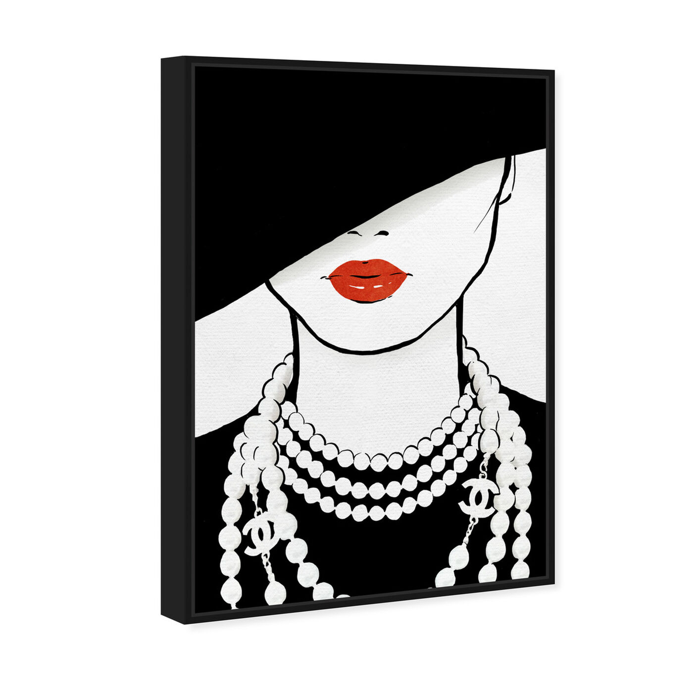 Angled view of Noir Hat and Pearls featuring fashion and glam and jewelry art.