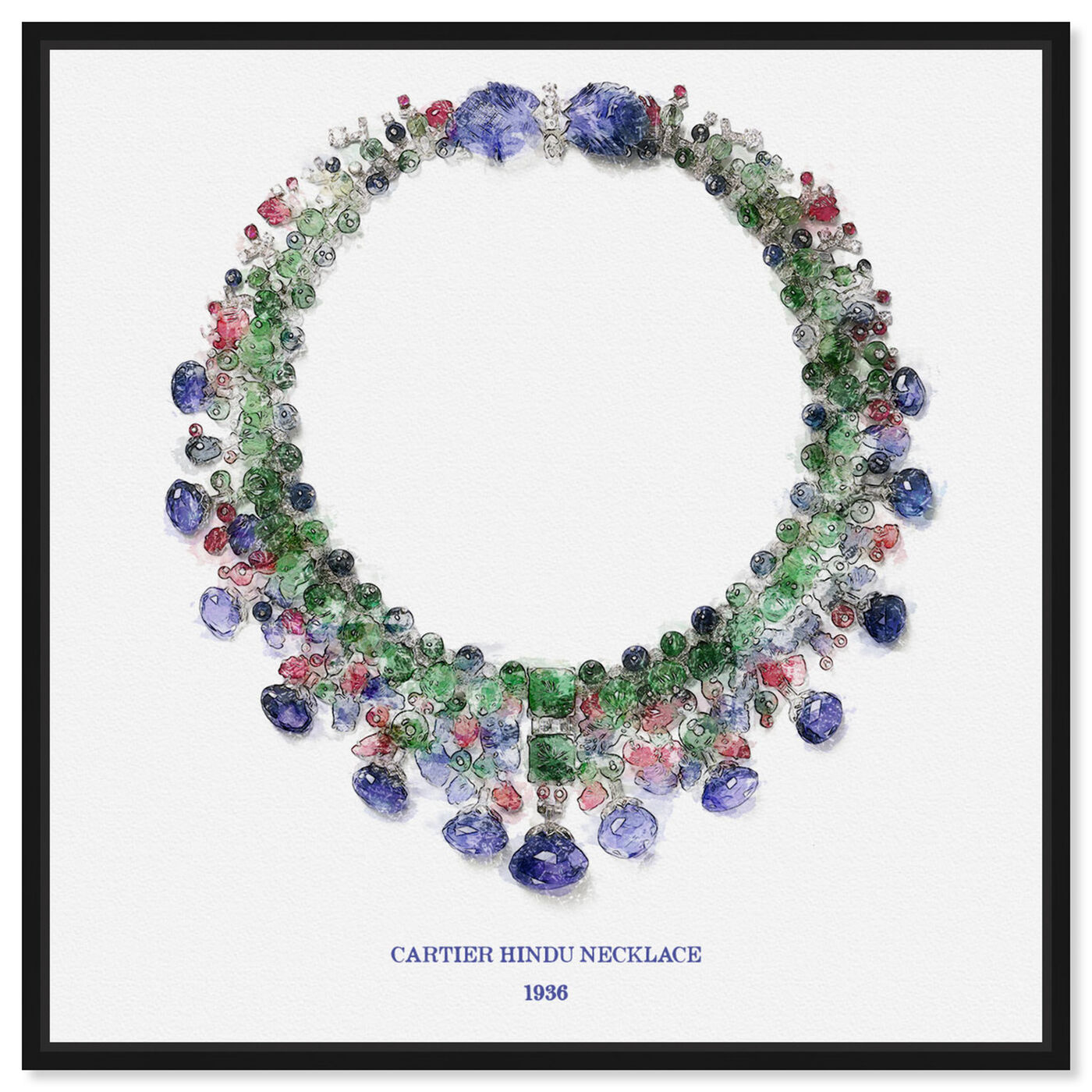 Front view of Hindu Necklace 1936 featuring floral and botanical and florals art.