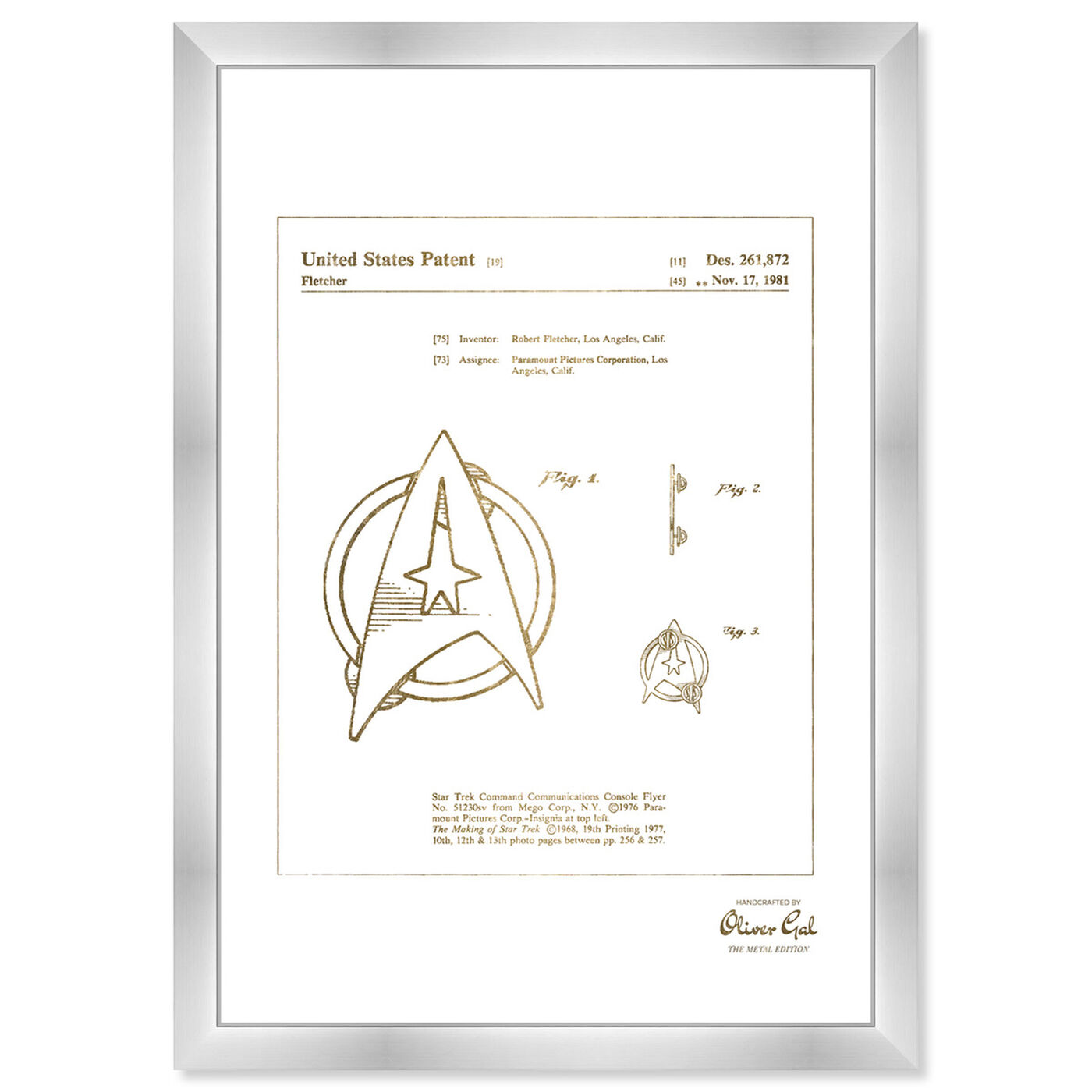 Front view of Starfleet Insignia 1981 Gold featuring transportation and air transportation art.