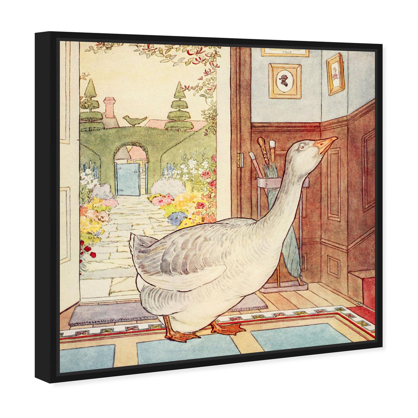 Angled view of Goosey Goosey featuring animals and birds art.