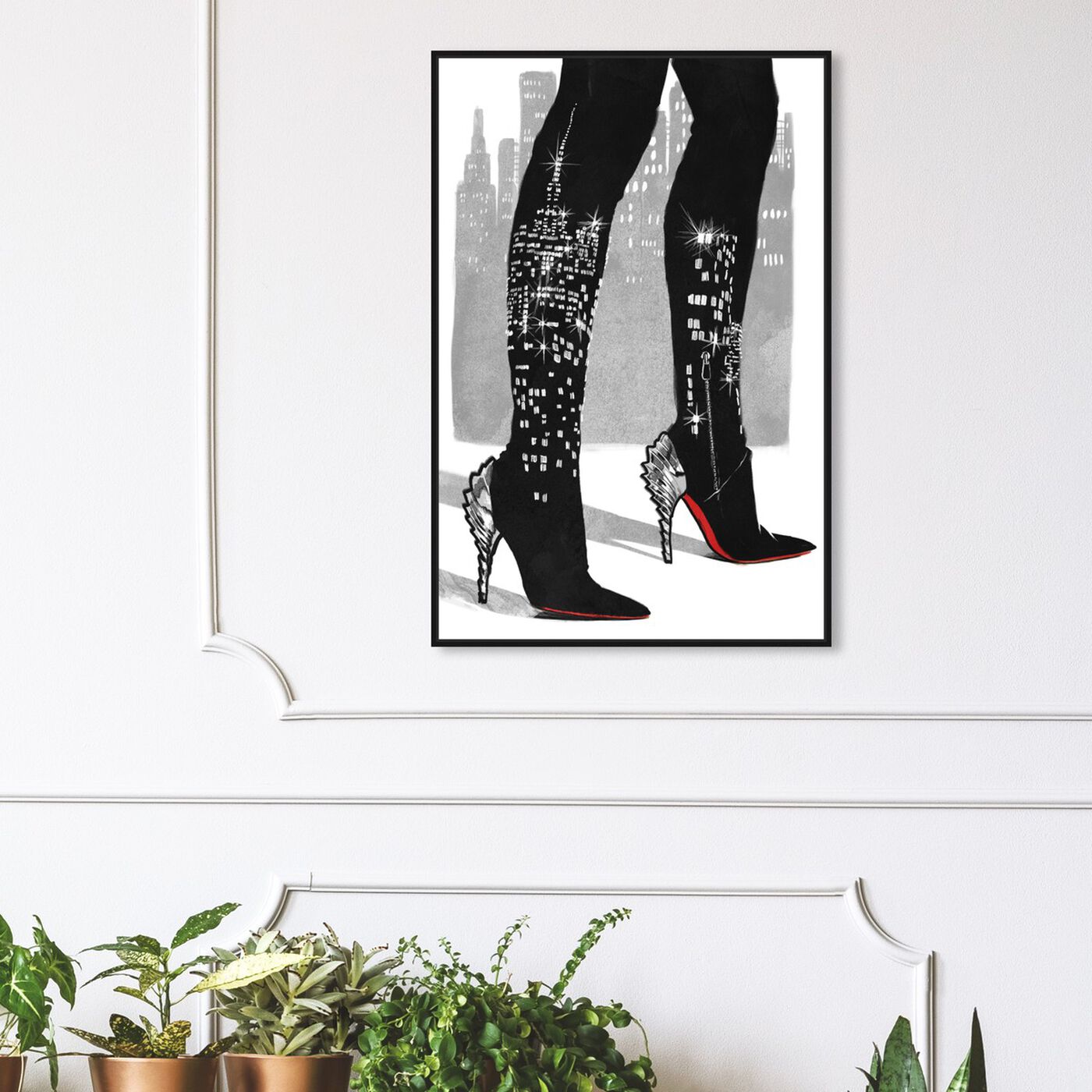 Hanging view of City Lights featuring fashion and glam and shoes art.