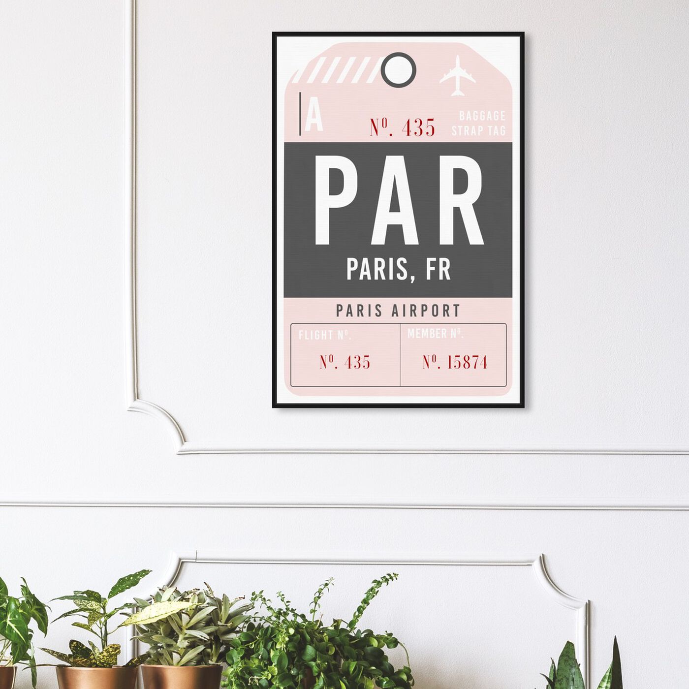 Hanging view of Paris Airport Luggage Tag featuring typography and quotes and travel quotes and sayings art.
