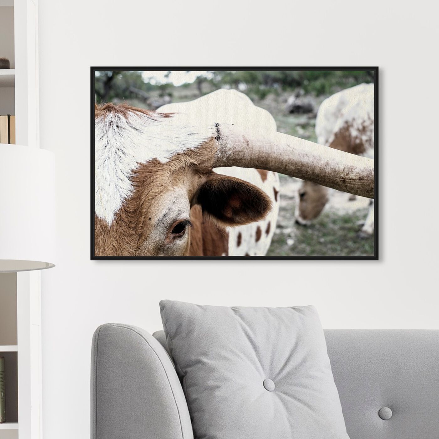 Hanging view of Mooh featuring animals and farm animals art.
