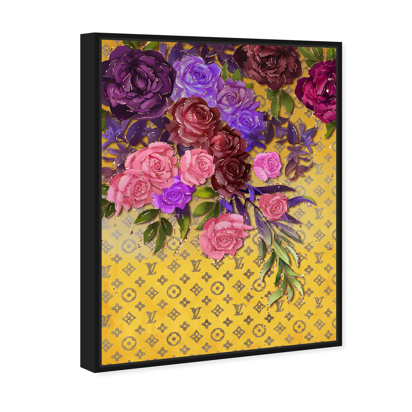 Angled view of Roses Fashion Monogram featuring floral and botanical and florals art.