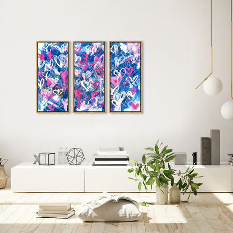 Love on The Blue Triptych - With Acrylic Paint