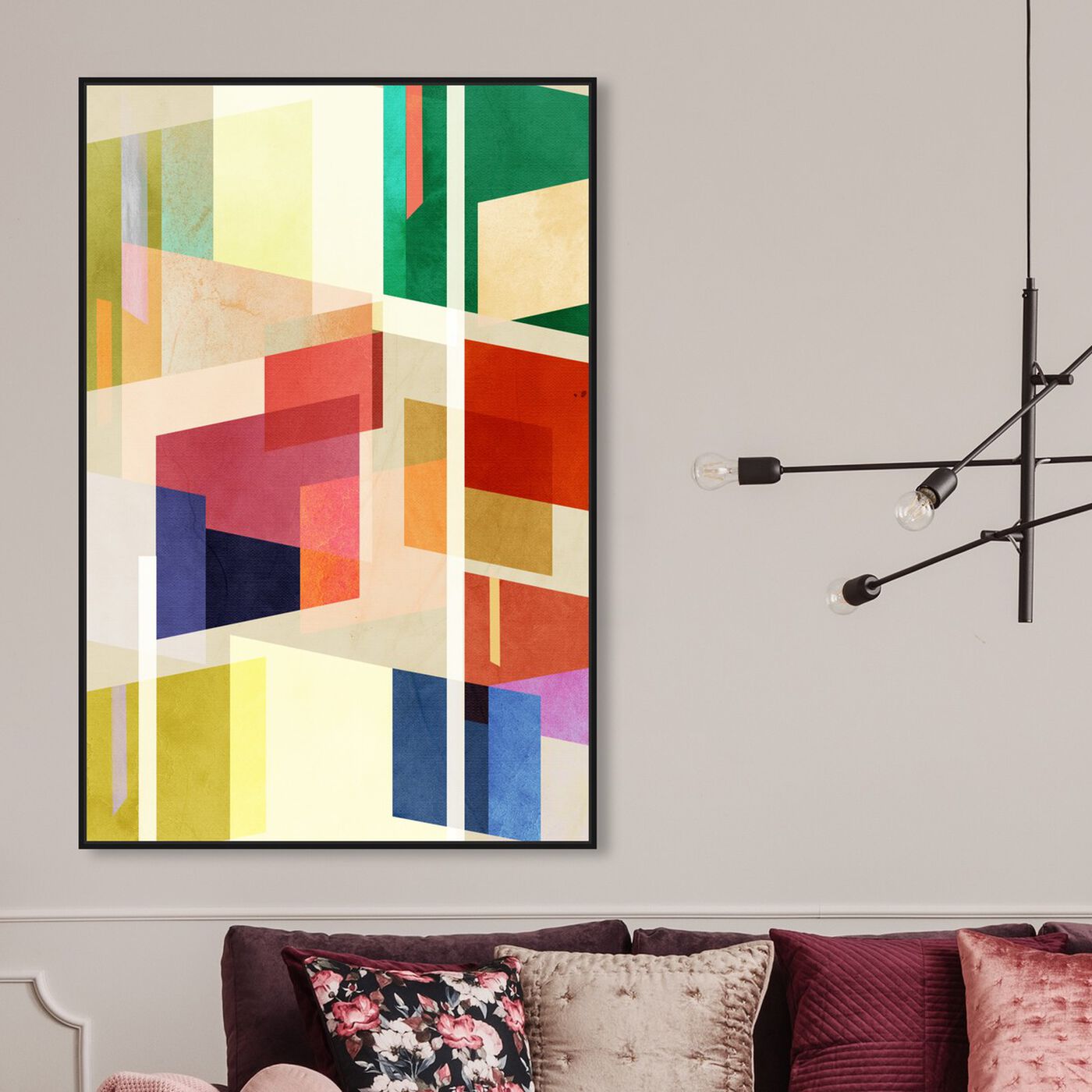 Hanging view of Midcentury Square Abstract featuring abstract and geometric art.