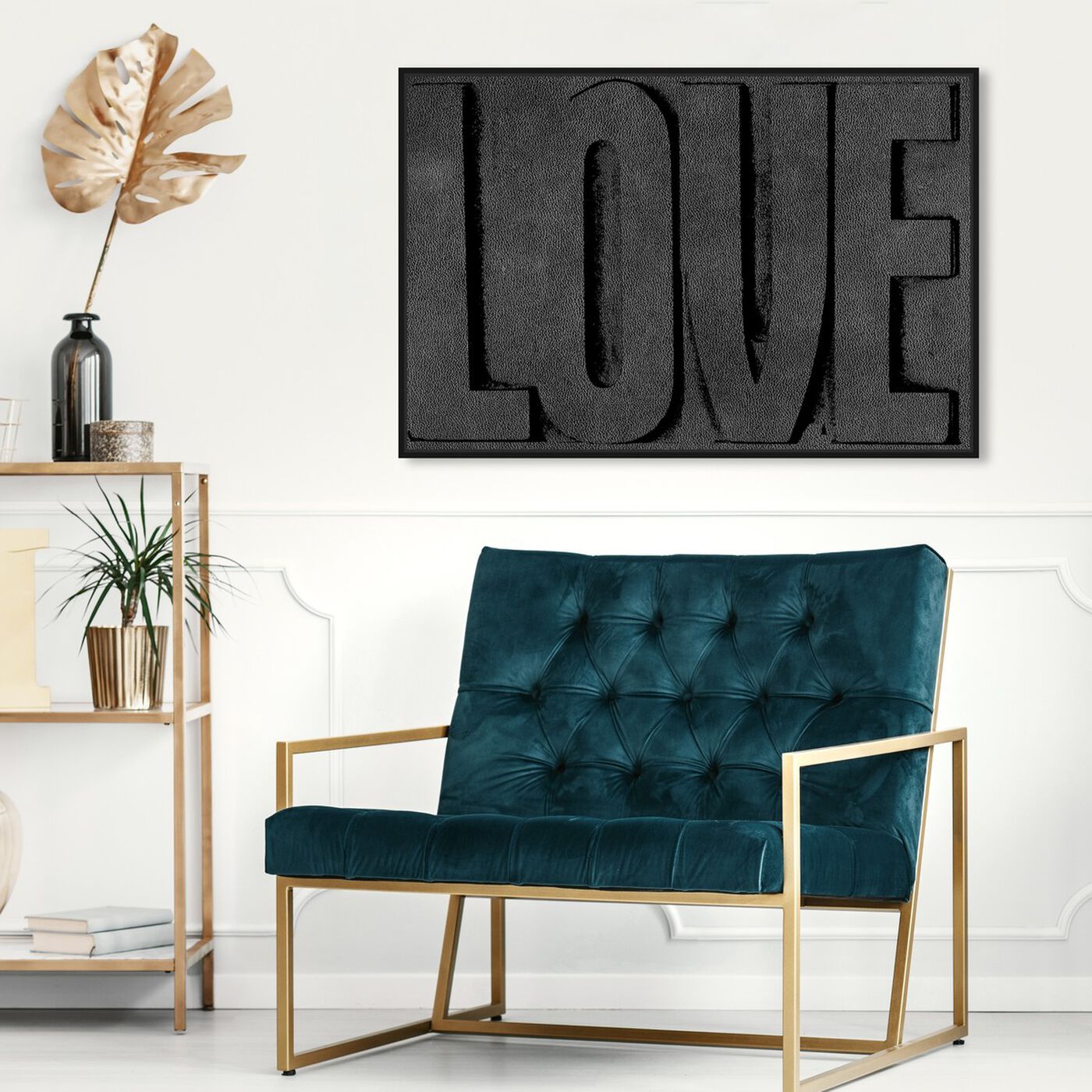 Hanging view of L for Leather featuring typography and quotes and love quotes and sayings art.