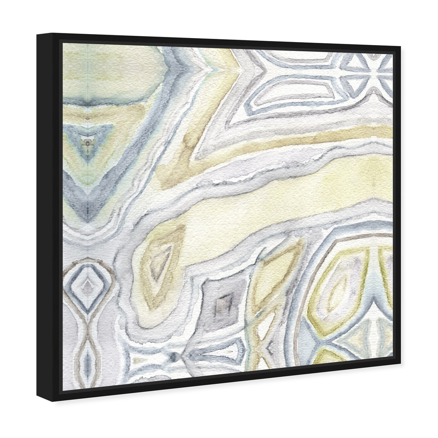 Angled view of Quartz Maris featuring abstract and watercolor art.