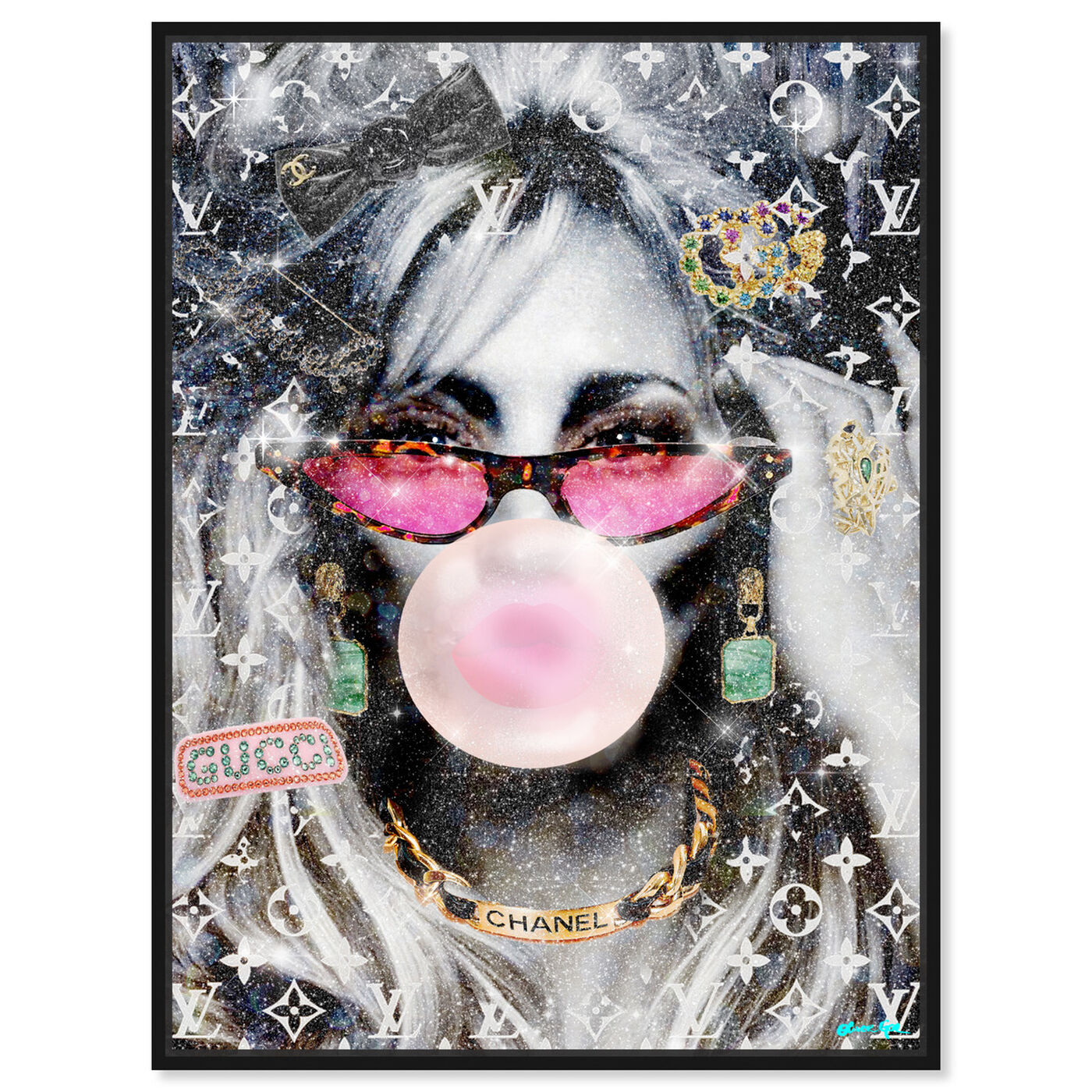 Gucci & Louis Vuitton Embellished Wall Art Canvas By Oliver Gal