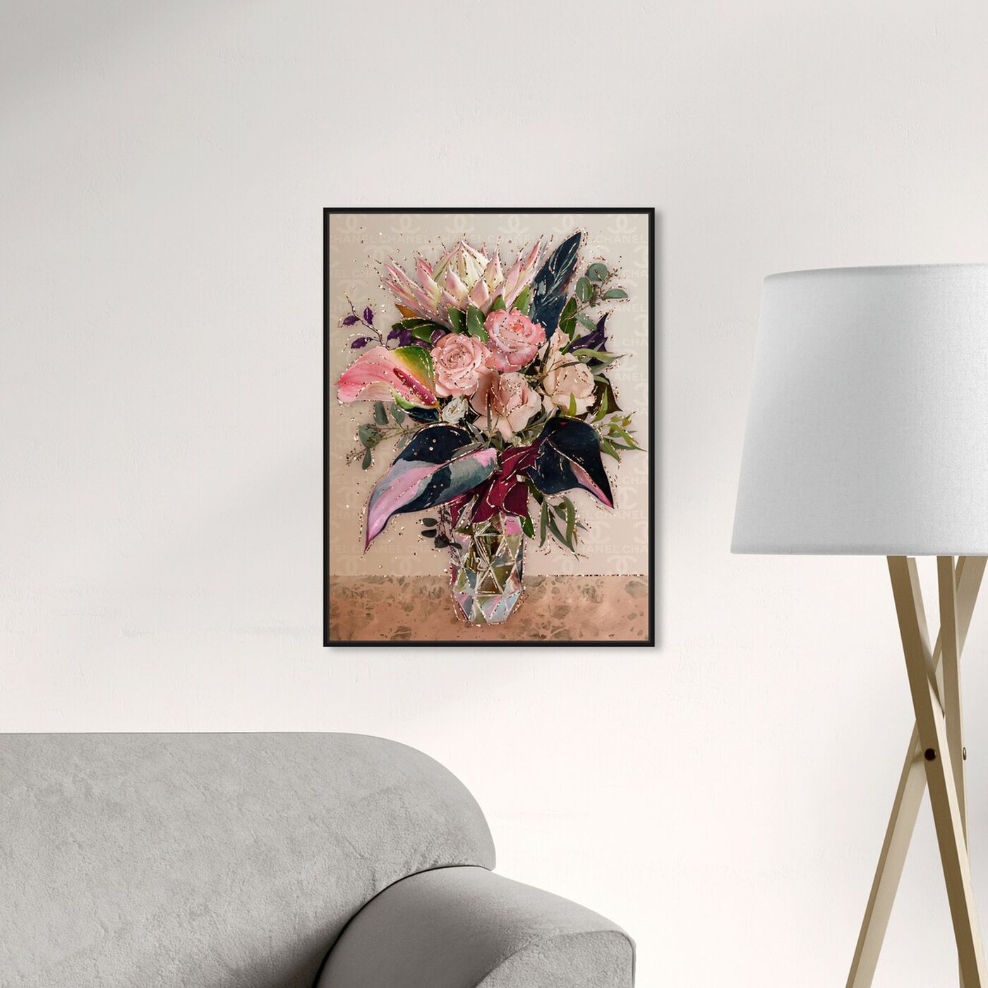 Hanging view of Warm Coco Bouquet featuring floral and botanical and florals art.